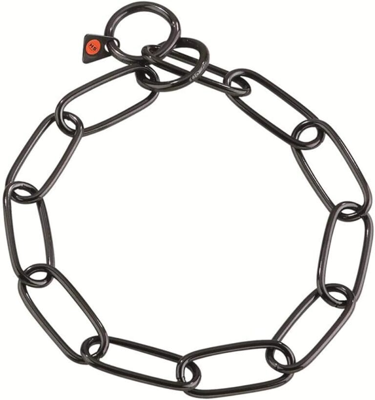 Herm Sprenger Black Stainless Steel Long Link Fur Saver Dog Training Collar | No-Pull Slip Chain for Small Medium Large Dogs for Easy Control Made in Germany | 4mm, 54cm (21in)