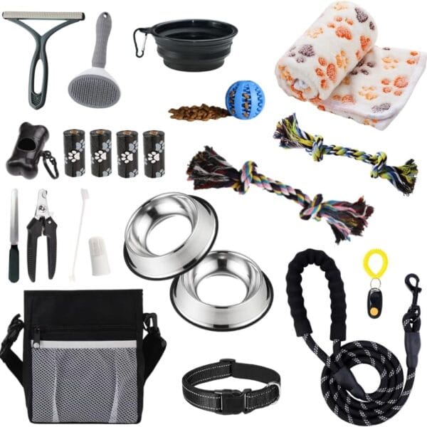 PupLuxe Puppy Starter Kit - Black 22 Piece Dog Training Kit | Great Puppy Gift for First Time & Experienced Owners | New Dog Bundle