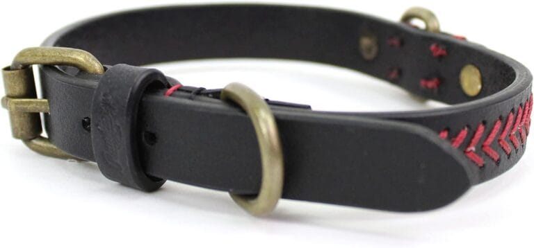 Rawlings | Baseball Stitch Leather Dog Collar | Multiple Sizes | Multiple Colors