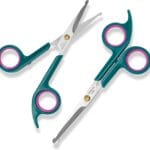 Professional Dog and Cat Grooming Scissors, Pet Grooming Shears, Sharp Stainless Steel Blade With Round Tips - Safety Fur Trimming for Dogs, Cats (Set of 2)