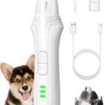 LEYOUFU Dog Paw Trimmer with LED Light, 2 Speed Low Noise Paw Trimmers for Dog's Feet, Cordless Electric Dog Clippers for Grooming Cat Hair Shaver for Paws, Ears, Face, Rump Small Areas(White)