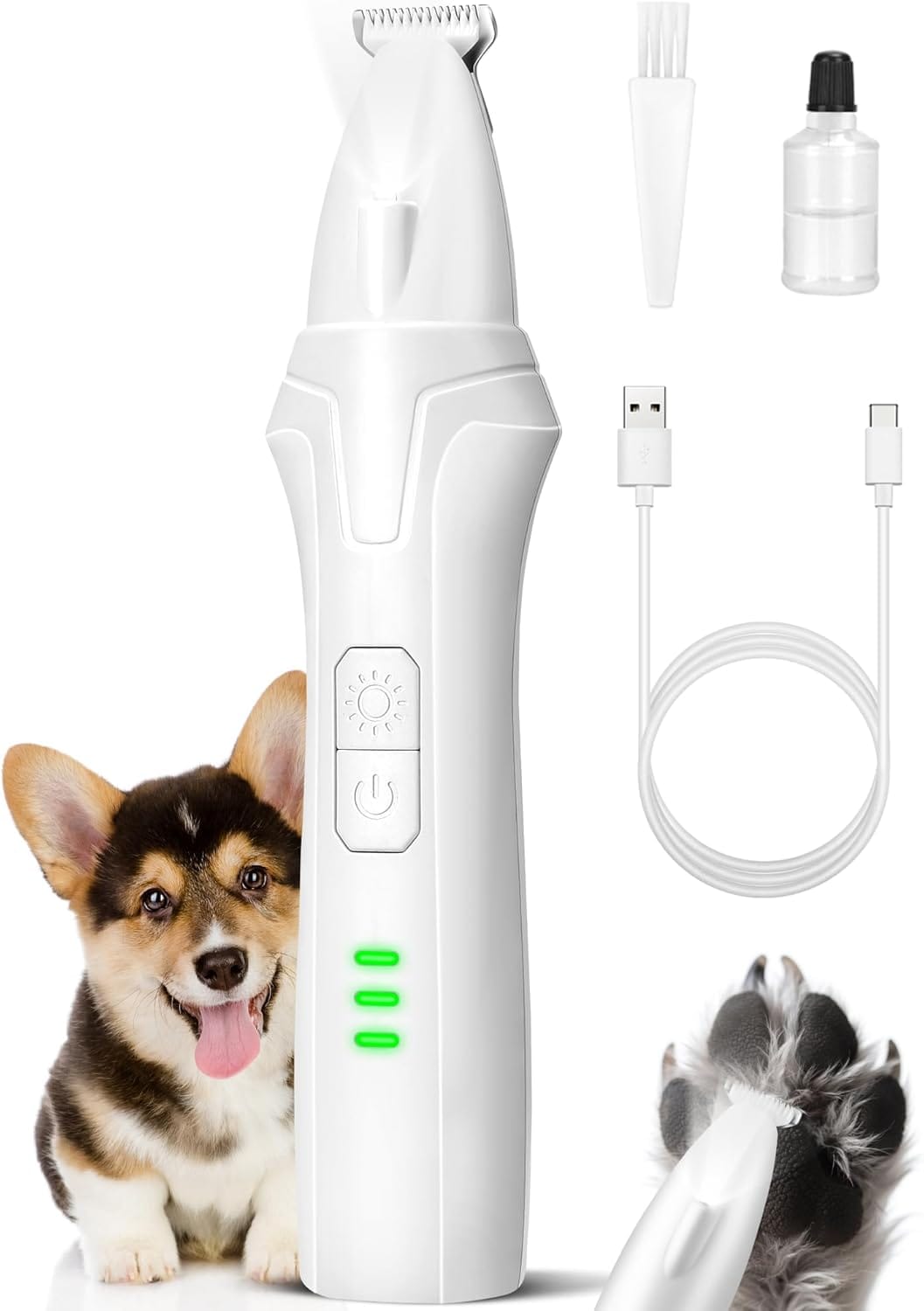 LEYOUFU Dog Paw Trimmer with LED Light, 2 Speed Low Noise Paw Trimmers for Dog's Feet, Cordless Electric Dog Clippers for Grooming Cat Hair Shaver for Paws, Ears, Face, Rump Small Areas(White) LEYOUFU Dog Paw Trimmer with LED Light, 2 Speed Low Noise Paw Trimmers for Dog's Feet, Cordless Electric Dog Clippers for Grooming Cat Hair Shaver for Paws, Ears, Face, Rump Small Areas(White)