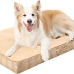 MIHIKK Washable Orthopedic Dog Bed for Large Dogs, XL Waterproof Pet Bed with Egg Crate Foam Strong Support, Machine Washable Cover & Anti-Slip Bottom & Durable Zipper 41x27(Light Brown)