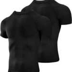 Niksa Men's Compression Shirts 2 Pack, Short Sleeve Athletic Compression Tops Cool Dry Workout T Shirt
