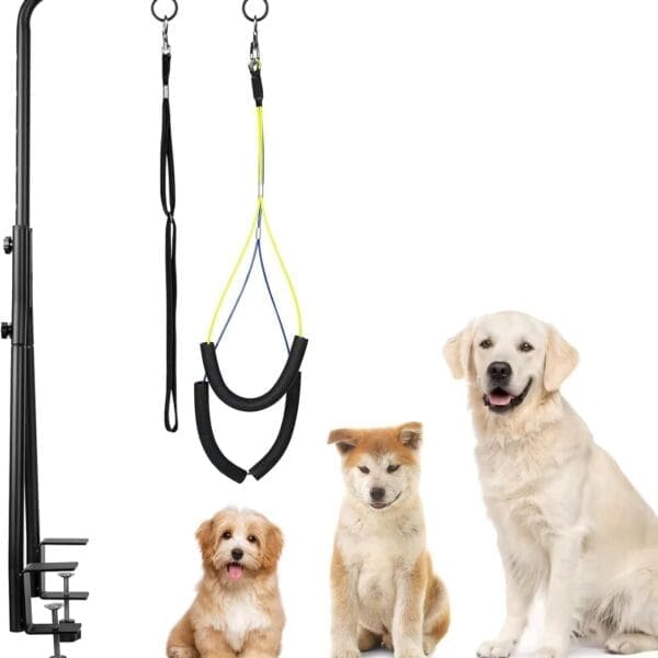 Dog Grooming Table Arm, 35" Height Adjustable Pet Grooming Arm with Double Clamp for Small and Medium Dogs,Grooming Loop Noose and No Sit Haunch Holder