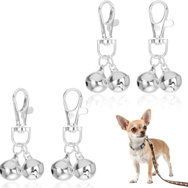 4 Pcs Bells for Dog Collars, Mini Dog Collar Bell, Pet Pendant Accessories Training Collars Charm Dogs Training Bell Collar for Dogs and Cats