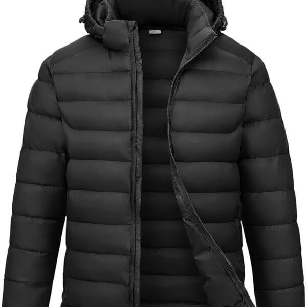 Rdruko Men's Puffer Jacket with Detachable Hood Lightweight Water Resistant Insulated Winter Puffy Coat