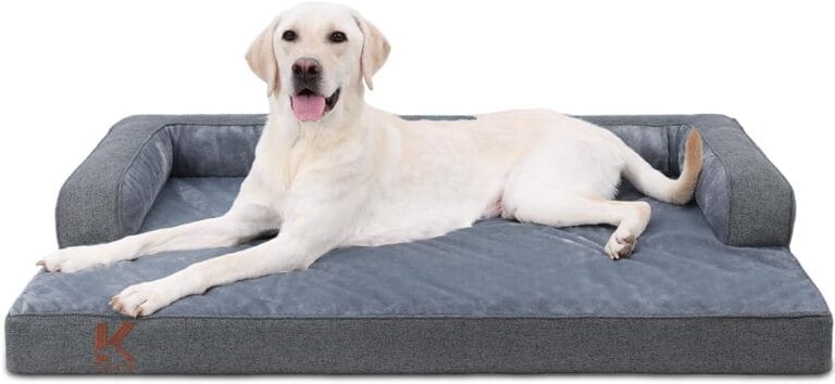 KSIIA Washable Dog Bed XL Senior Dog, Orthopedic Warm Soft Pet Sofa Waterproof Pet Couch with Sides, Non-Slip and Egg-Crate Foam Extra Large Beds with Removable Cover, 41x27Inch, Dark Grey