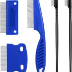 5 Pieces Dog Eye Combs Tear Stain Remover Combs Pet Grooming Comb for Small Dogs Gently Removing Eye Mucus and Crust (Blue, Black)