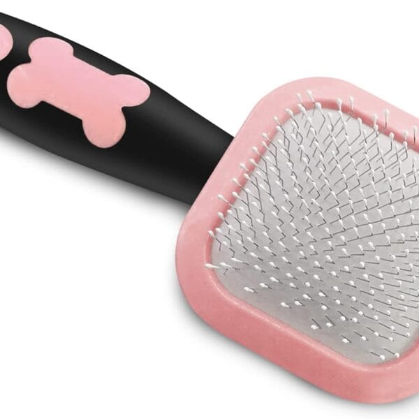 Slicker Brush for Dogs - Gently Cleaning Pin Brush for Shedding, Small Dogs, Puppy, Yorkie, Poodle, Rabbits, Cats - Pink