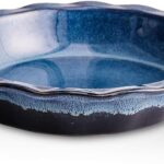 Ceramic, 9 Inches Pie Plate, Pie Dish for Dessert Kitchen, Round Baking Dish Pan for Dinner, Wrapping Upgrade, Reactive Glaze (Nebula Blue)