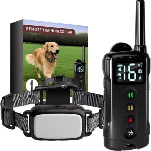 [1000ft Range] Dog Training Collar with Remote - 4 Safe Modes (Beep/Vibration/Static Stimulation), IPX7 Waterproof & Rechargeable E-Collar for Small, Medium & Large Dogs (5-150 lbs)