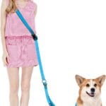 Hands Free Dog Leash, Multifunctional Crossbody Leash, Long Waist Dog Belt with Car Safety Buckle and Double-Sided Reflective StitchesBlue 5.3-7.9ft-Medium