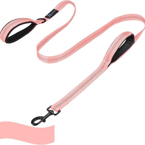 PuppyDoggy Dog Leash for Large Medium Dogs 6Ft x 1" Reflective Stitching Large Leash with 2 Traffic Padded Handles Dog Lead Rope for Running Walking Training (Pink 1 Pack)