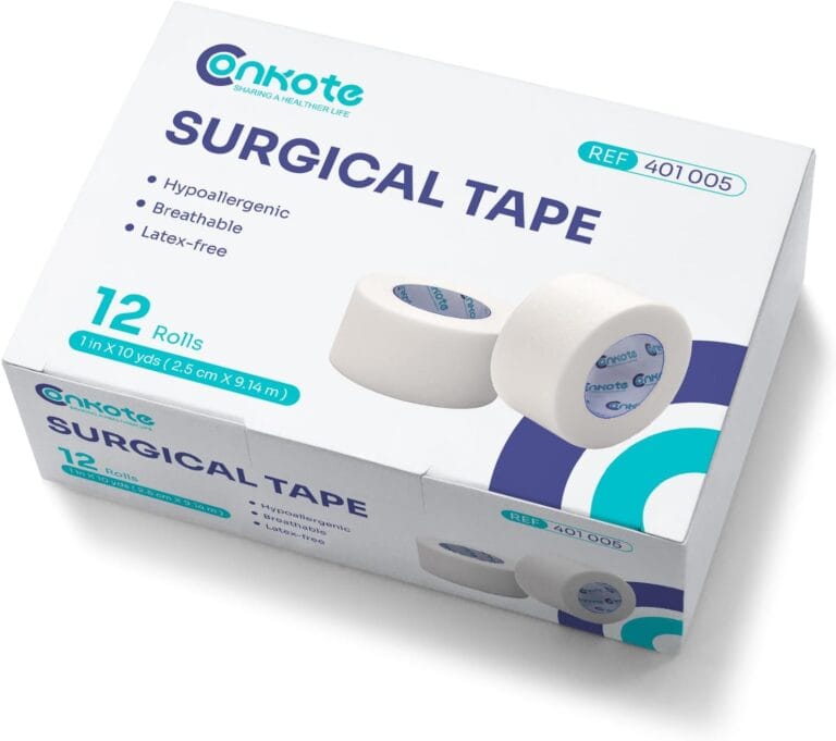 Conkote Soft Paper Surgical Tape 1" x 10 Yards, Gentle Adhesion and Hypoallergenic, 12 Rolls