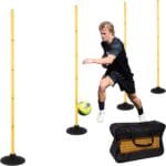 6 FT Agility Poles for Soccer, Basketball, Football, Pet Training, 4/6/8/10 Pack Detachable Soccer Agility Poles w/Rubber Bases, Indoor & Outdoor Use Soccer Poles for Training