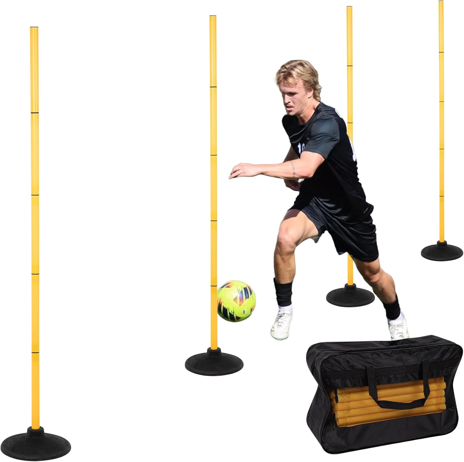 6 FT Agility Poles for Soccer, Basketball, Football, Pet Training, 4/6/8/10 Pack Detachable Soccer Agility Poles w/Rubber Bases, Indoor & Outdoor Use Soccer Poles for Training 6 FT Agility Poles for Soccer, Basketball, Football, Pet Training, 4/6/8/10 Pack Detachable Soccer Agility Poles w/Rubber Bases, Indoor & Outdoor Use Soccer Poles for Training