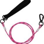 5FT Chew Proof Metal Dog Leash with Comfortable Handle, Heavy Duty Steel Cable Lead for Control Large Medium Small Dogs Walk and Train, Pet Leash with Rotate Clasp and Double Buckle (5FT,Pink)