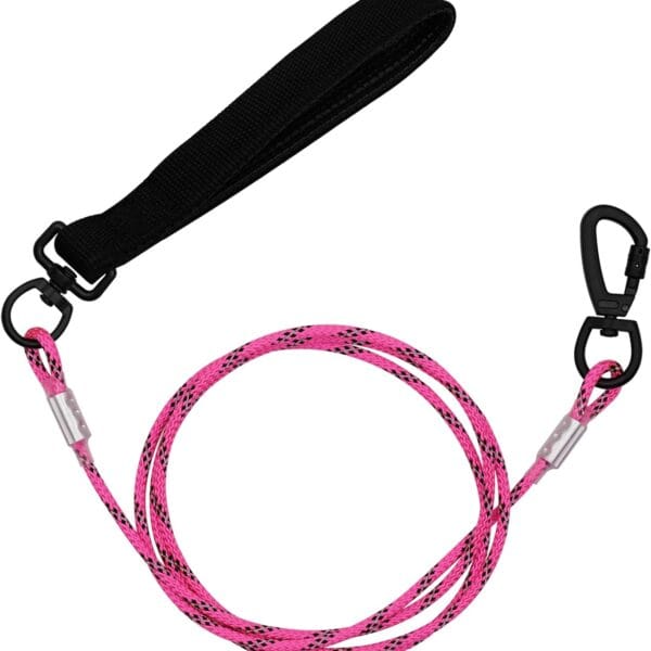 5FT Chew Proof Metal Dog Leash with Comfortable Handle, Heavy Duty Steel Cable Lead for Control Large Medium Small Dogs Walk and Train, Pet Leash with Rotate Clasp and Double Buckle (5FT,Pink)