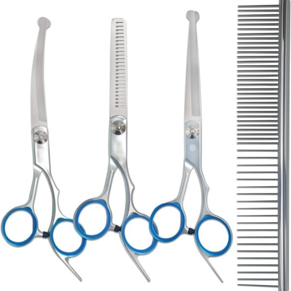 4 in 1 Dog Grooming Scissors,Premium Dog & Cat Grooming Scissors Kit with Safety Round Tips,Professional Thinning Shears Pet Shears for Pet Supplies