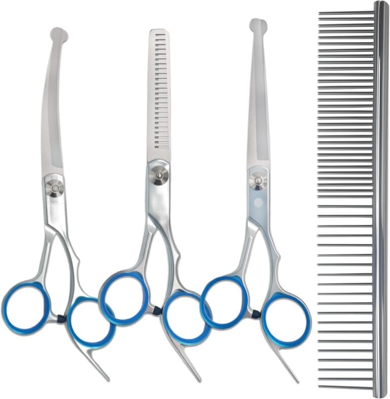 4 in 1 Dog Grooming Scissors,Premium Dog & Cat Grooming Scissors Kit with Safety Round Tips,Professional Thinning Shears Pet Shears for Pet Supplies