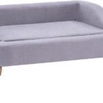 Critter Sitters 36-In. Microfiber Gray Rectangular Dog Sofa for Medium-Sized Dogs, Stylish and Modern Elevated Dog Bed, Durable and Easy to Clean Dog Sofa Bed, Cushioned Dog Sofas & Chairs