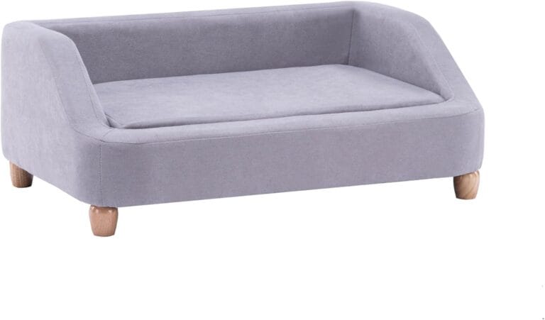 Critter Sitters 36-In. Microfiber Gray Rectangular Dog Sofa for Medium-Sized Dogs, Stylish and Modern Elevated Dog Bed, Durable and Easy to Clean Dog Sofa Bed, Cushioned Dog Sofas & Chairs