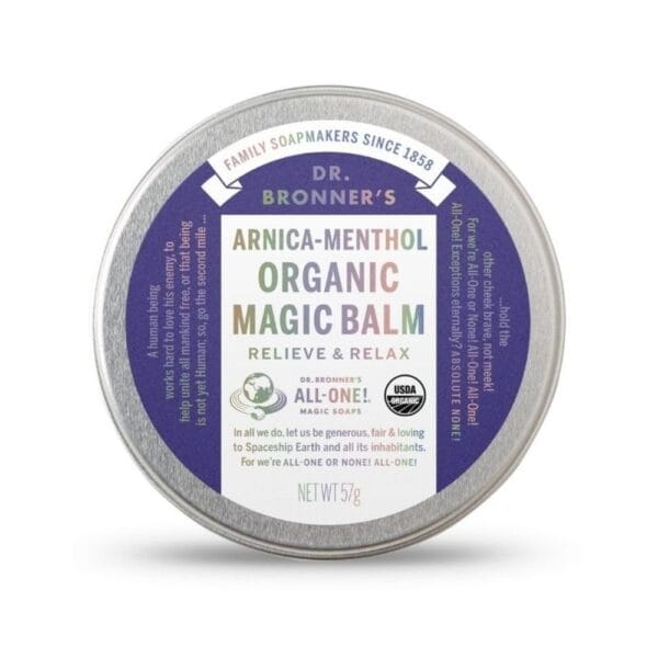 Dr. Bronner's - Organic Magic Balm (Arnica-Menthol, 2 Ounce) - Made with Organic Beeswax and Organic Hemp Oil, Relieves and Relaxes Sore Muscles and Achy Joints, Moisturizes and Soothes Dry Skin