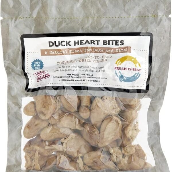 Fresh Is Best - Freeze Dried Healthy Raw Meat Treats for Dogs & Cats - Duck Hearts