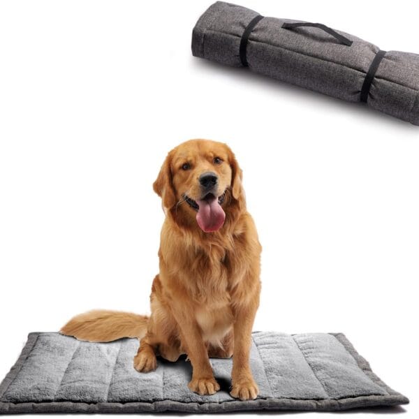 Rollup Outdoor Dog Bed,Camping Travel Dog Bed Mats for Medium Large Dogs, Portable, Foldable, Machine Washable Pet Accessories for Maximum Convenience 36*23 Grey