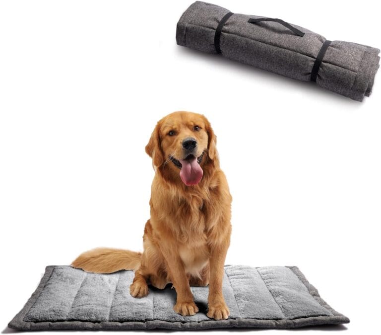 Rollup Outdoor Dog Bed,Camping Travel Dog Bed Mats for Medium Large Dogs, Portable, Foldable, Machine Washable Pet Accessories for Maximum Convenience 36*23 Grey