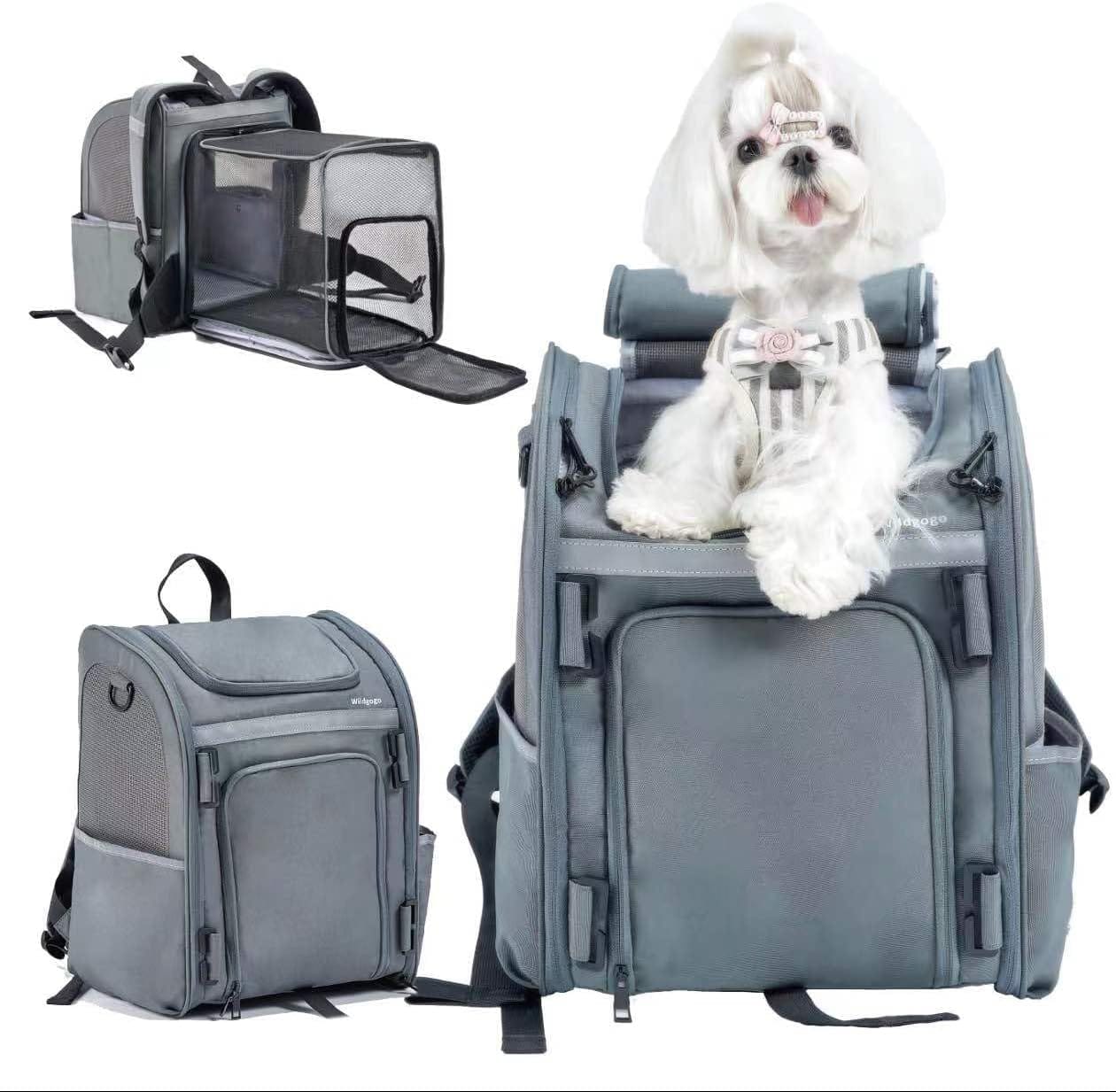 Expandable Pet Carrier, Airline-Approved Foldable and Detachable Backpack, Fits 13lbs Cat&11lbs Small Puppy Dog, for Car Travel,Camping and Emergency Transportation and Shelter (Grey) Expandable Pet Carrier, Airline-Approved Foldable and Detachable Backpack, Fits 13lbs Cat&11lbs Small Puppy Dog, for Car Travel,Camping and Emergency Transportation and Shelter (Grey)
