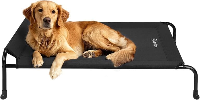 Veehoo Original Elevated Dog Bed - Outdoor Raised Dog Cot, One-Sided Raised Headboard Cooling Pet Bed, Non-Slip & Breathable, XL