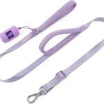 Wisedog Double Handle Dog Leash with Poop Bag Holder - Two Soft Padded Handles with Traffic Control, Adjustable Length for Medium and Large Dogs (Lilac Purple, L|5.2 ft-6 ft)