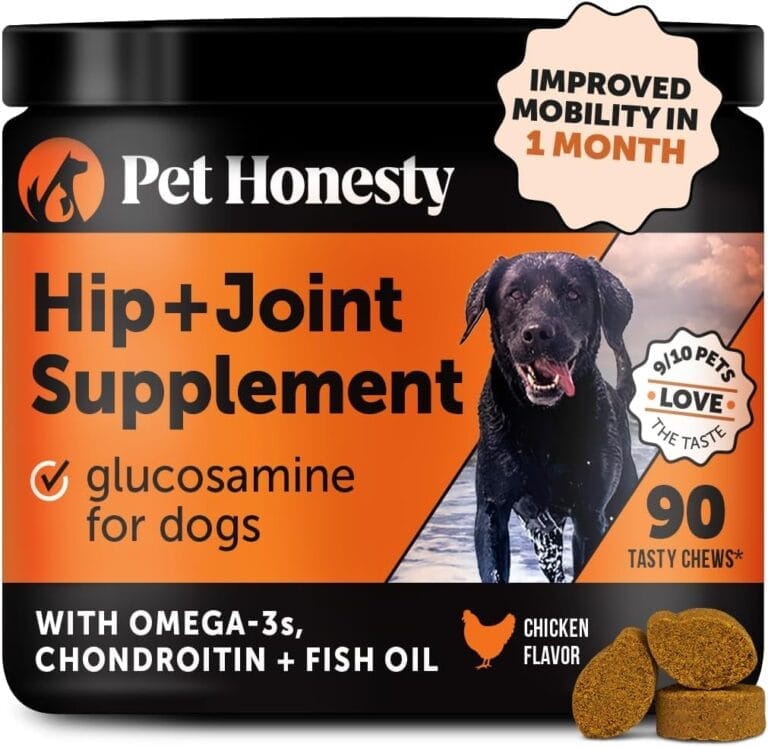 Pet Honesty Hip & Joint Health Soft Chews for Dogs, Joint Supplement with Glucosamine Chondroitin, MSM, Turmeric, Joint Support + Mobility, May Reduce Occasional Discomfort (Chicken 90 Count)