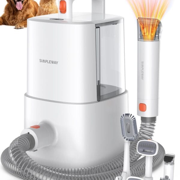 Dog Grooming Vacuum Kit for Shedding: 7-in-1 Pet Grooming Set with 2.5L Dust Cup Quiet Suction Pet Clippers Nail Grinder Deshedding Brush Ideal for Long Hair Dogs Cats and Home Cleaning
