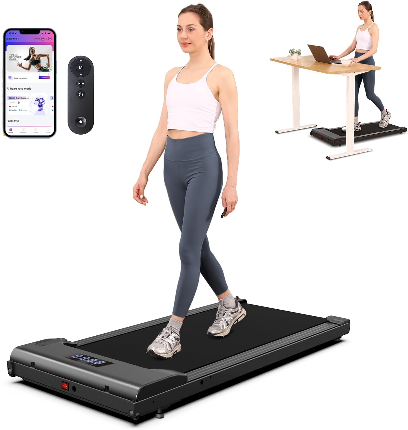Lichico Walking Pad Under Desk TreadmillPortable Small Treadmills for Home and OfficeSuper Quiet Brushless Motorized Walking Jogging Running Machine with Remote Control Lichico Walking Pad Under Desk TreadmillPortable Small Treadmills for Home and OfficeSuper Quiet Brushless Motorized Walking Jogging Running Machine with Remote Control