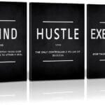 KAWAHONE Canvas Painting Wall Art, Grind Hustle Execution Motivational Wall Art Decoration Posters Prints for Living Room Bedroom, Office Decor, Gallery-Wrapped Canvas Art Set Framed Ready to Hang