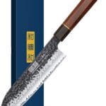 HOSHANHO Chef's Santoku Knife 7 Inch, Professional Japanese High Carbon Steel Chef Knife, Ultra Sharp Kitchen Knife with Octagonal Rosewood Handle