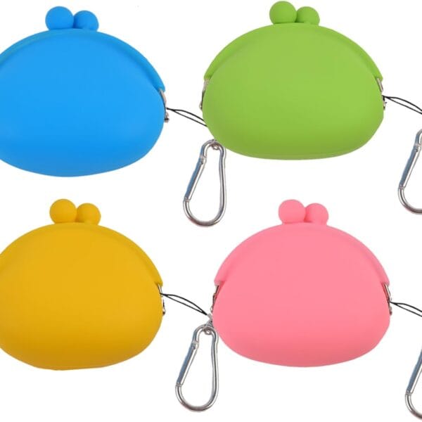 4 Pack Silicone Dog Treat Pouch Easy to Clean Travel Walking Bag Mini Portable Pocket Pet Training Pouch Reusable Pet Feed Snack Reward Dog Treat Container (Bright Color)