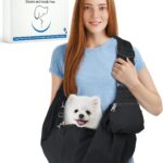 Small Dog Front Carrier Sling for 5-15lbs Dogs or Cats, Puppy Sling with Adjustable Straps and Pocket, Dog Pouch Carrier for Travel Outdoor Hands Free, Portable Large Capacity Pet Bag, Black