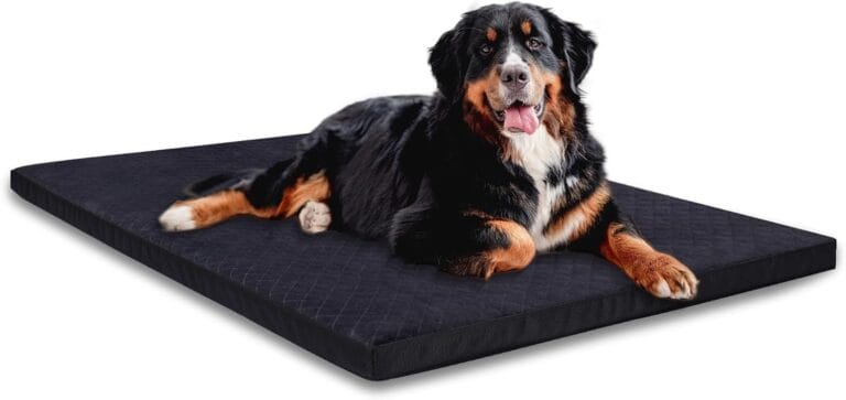 Indestructible Dog Beds, Enhanced Quilted Chew Proof Dog Crate Pad for Aggressive Chewer, Washable Cover Dogs Mat for Crate, Non-Skid Kennel Pad, Durable Pet Bed for Puppy (Black, 35"x23")