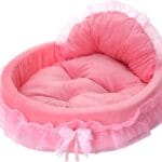 pawstrip Pink Dog Bed Washable Princess Cat Couch Soft Plush Pet Sofa Nest Mat Snuggle Kitten Puppy Cave Beds Cute Cozy Kitten Doggy Kennel Cushion Small Medium Dogs Cats Sleeping Pad (L, Pink)