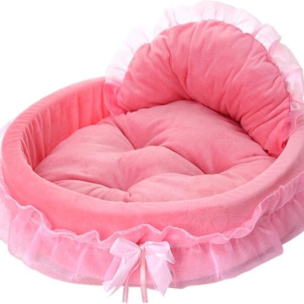 pawstrip Pink Dog Bed Washable Princess Cat Couch Soft Plush Pet Sofa Nest Mat Snuggle Kitten Puppy Cave Beds Cute Cozy Kitten Doggy Kennel Cushion Small Medium Dogs Cats Sleeping Pad (L, Pink)