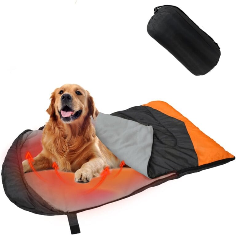 Heating Dog Sleeping Bag, Heated Waterproof Warm Packable Dog Bed Mat with Storage Bag for Indoor Outdoor Travel Camping Hiking Backpacking (Heated,USB)