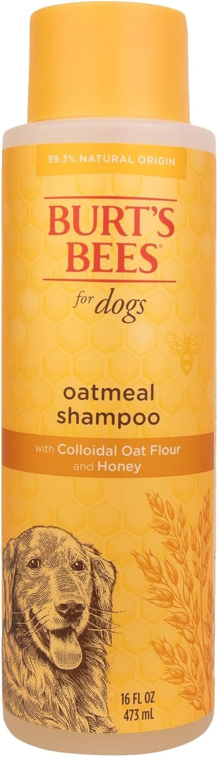 Burt's Bees for Pets Oatmeal Shampoo for Dogs with Colloidal Oat Flour and Honey - Skin Soothing Dog Oatmeal Shampoo, Moisturizing Dog Wash for Itchy Dry Skin, Essential Grooming Supplies, 16 Fl Oz