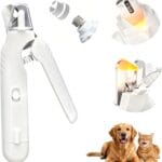 2-in-1 Pet Nail Clipper & Grinder with Dual LED Lights, USB Rechargeable, Electric Multi-Function Grinding, Quiet Operation with Splash Guard, Suitable for Small/Medium/Larg