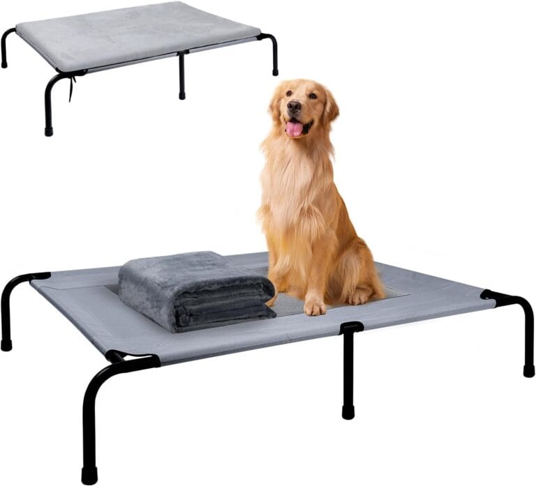 Outdoor Dog Elevated Bed for Large Dogs with Plush Mat, Durable Washable Raised Dog Beds, Indestructible Cooling Dogs Beds, Chew Proof Pet Cot Hammock for Large Breathable Outside (XL)