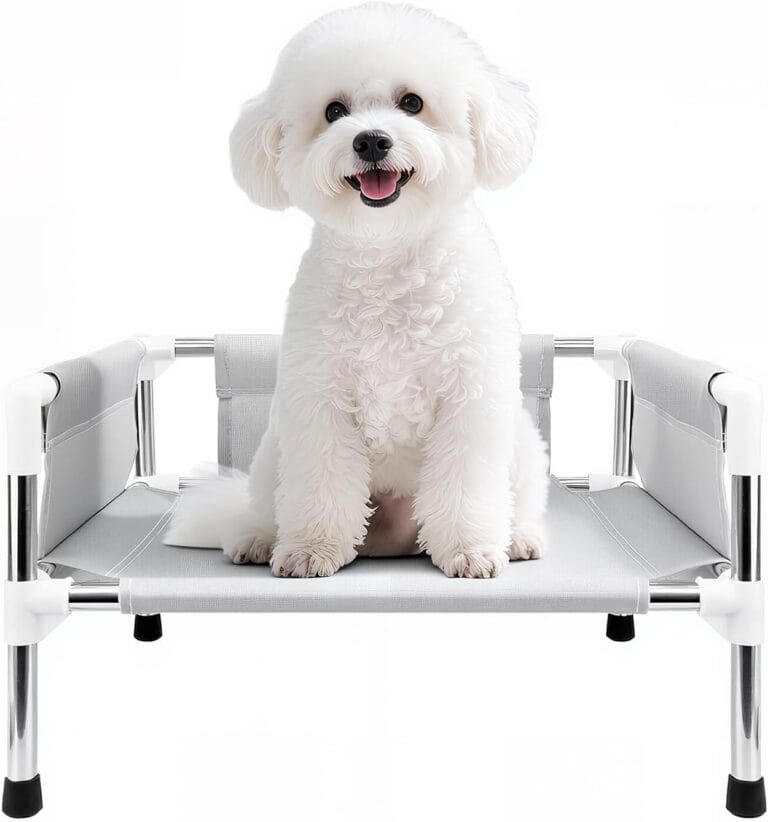 Makerfire Elevated Dog Bed, Raised Dog Sofa Bed for Small Dogs, Detachable Cooling Indoor/Outdoor Pet Cot with Non-Slip Feet, Polyester Cotton (19.5 L x 19.5 W x 11.6 "H)