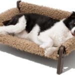 MEWOOFUN Elevated Dog Bed, Raised Dog Sofa with Non-Slip Bottom, Washable Pet Couch Bed Indoor & Outdoor Up to 66lbs (Plush Brown)